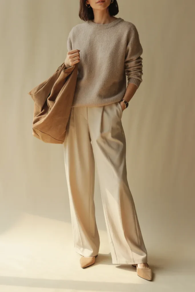 Beige Knit Cream Pants