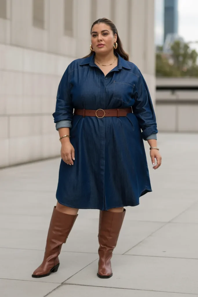 Belted Denim Dress