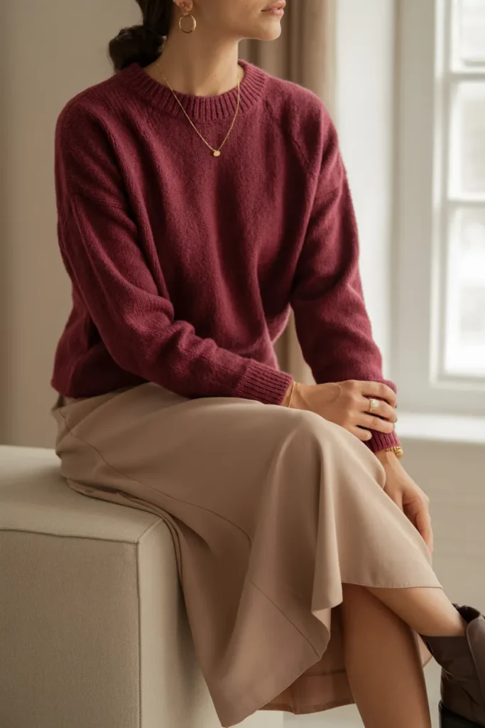 Berry Knit Contrast