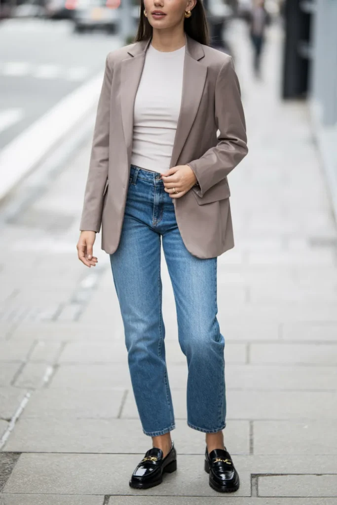 Blazer and Straight Jeans
