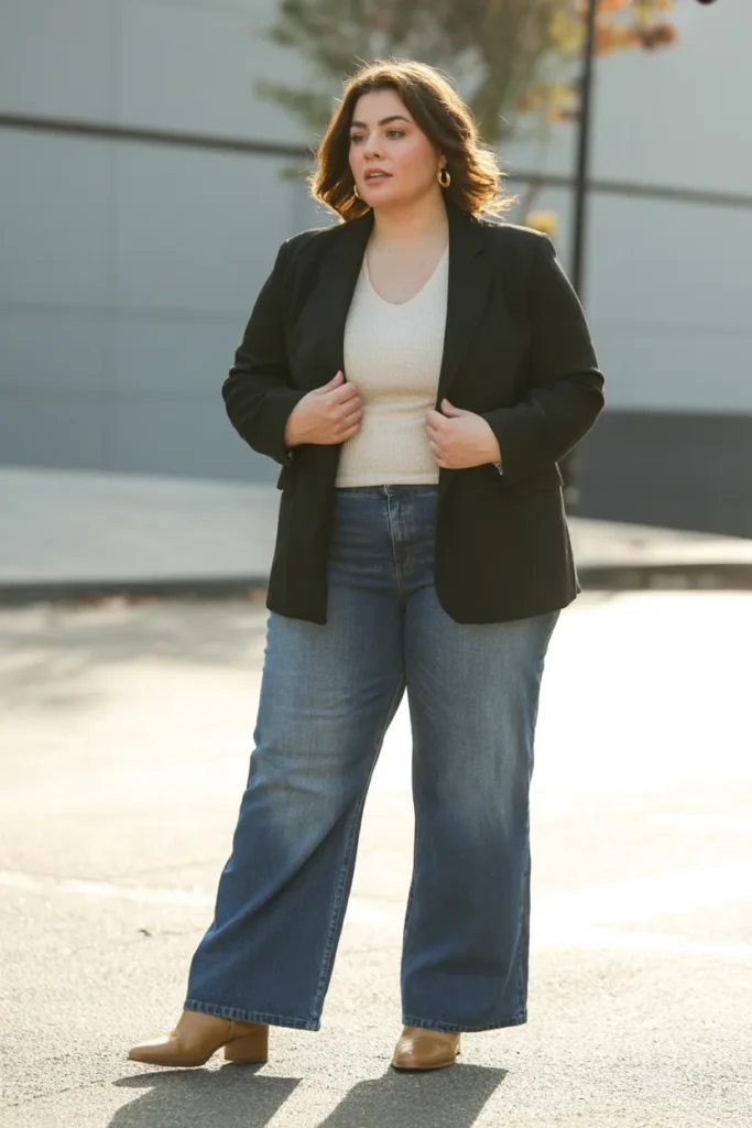 Blazer and Wide-Leg Jeans
