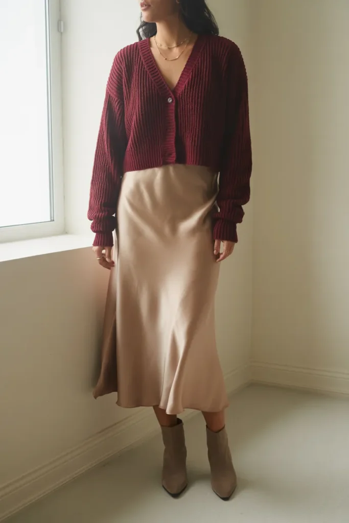 Burgundy Cardigan Slip