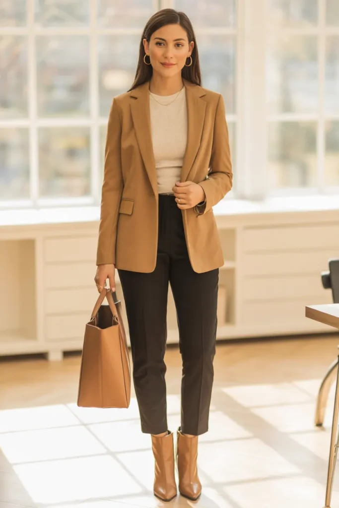 Camel Blazer Layers