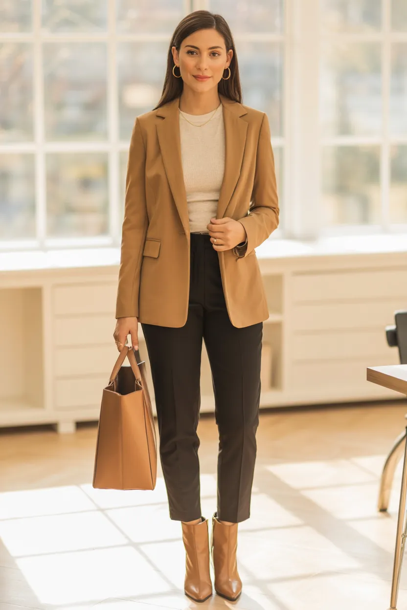 Camel Blazer Layers