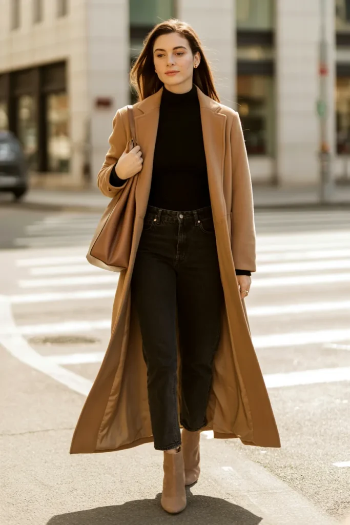 Camel Coat Contrast