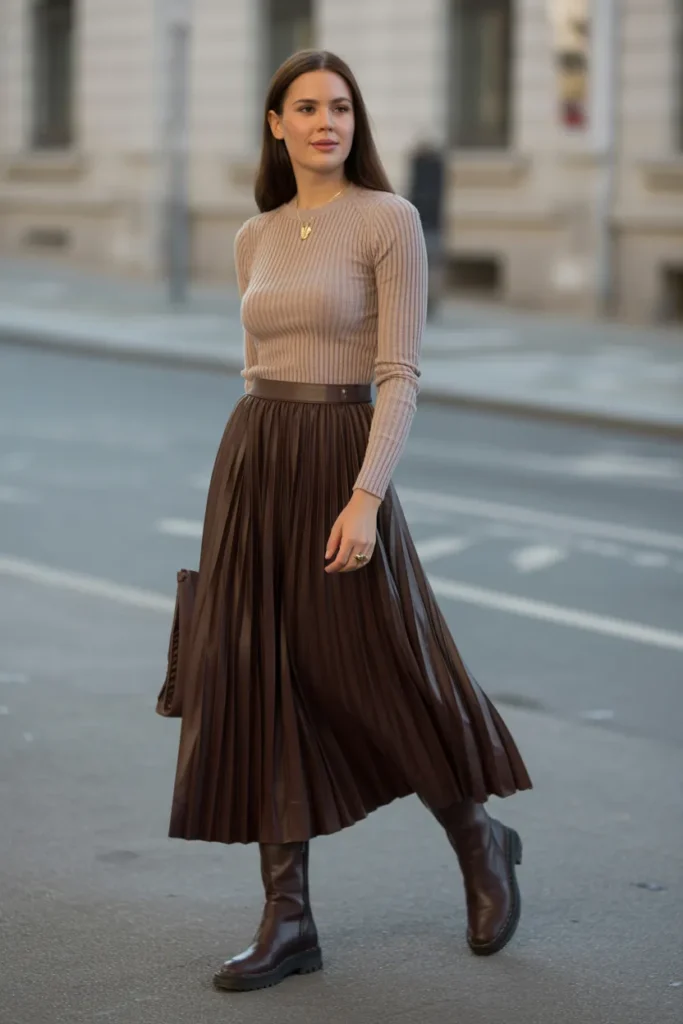 Chocolate Pleated Midi