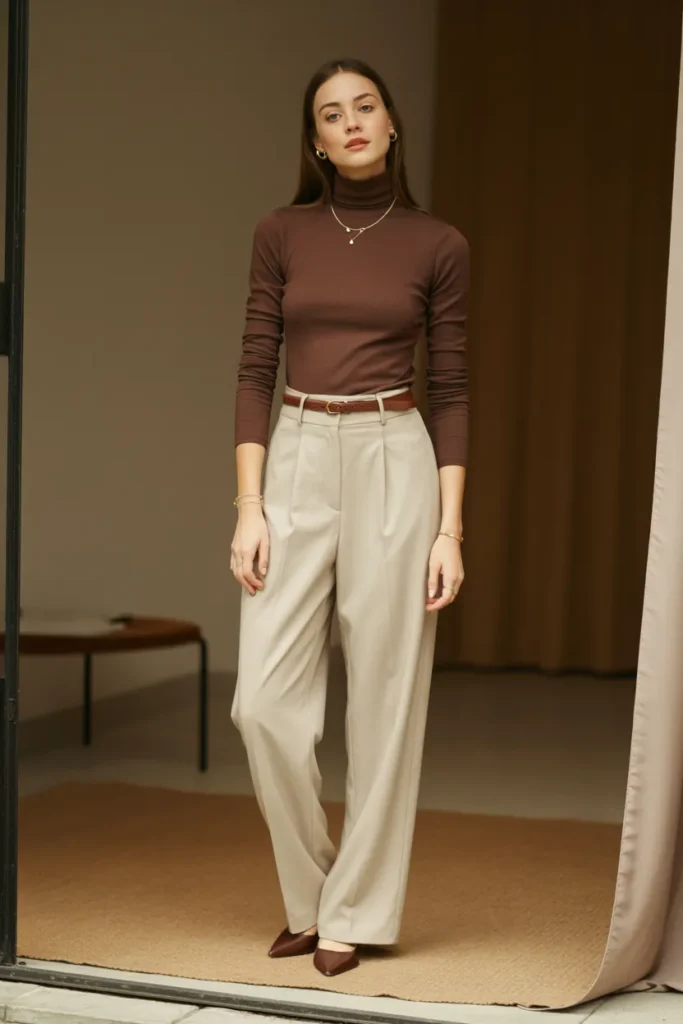 Chocolate Turtleneck Trousers