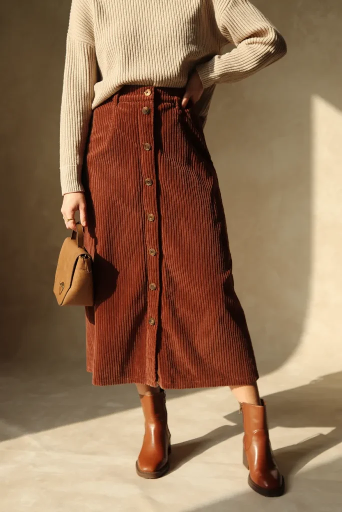 Corduroy Button Midi