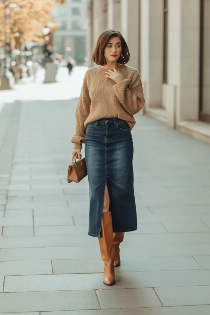 Denim Midi Boots