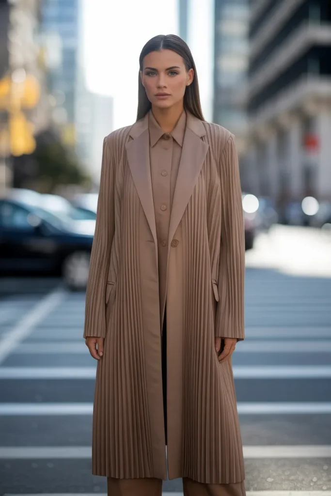 Longline Coat Pleats