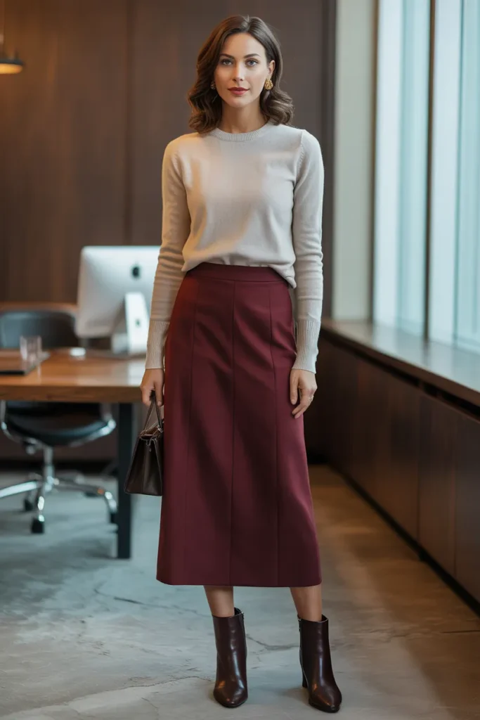 Merlot Column Skirt