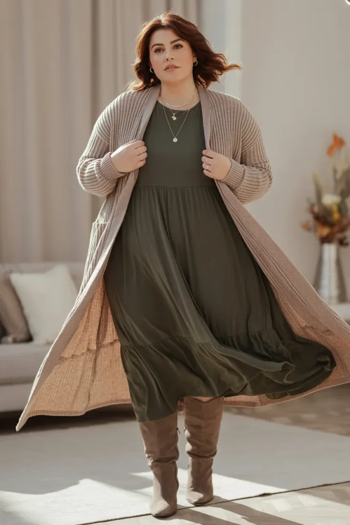 Midi Dress and Cardigan