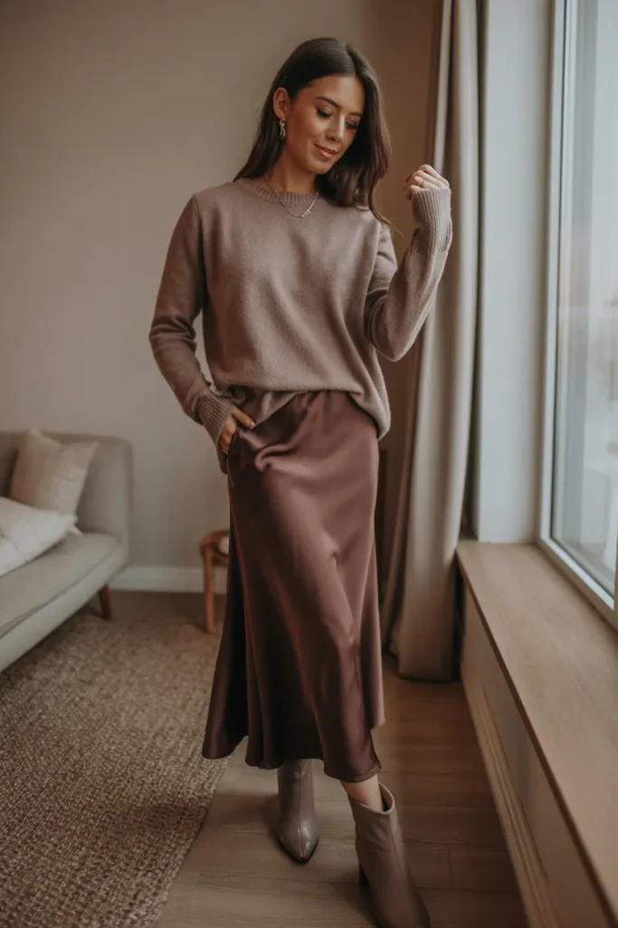 Mocha Satin Midi