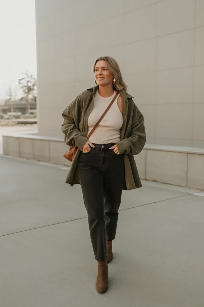 Olive Shacket Layers