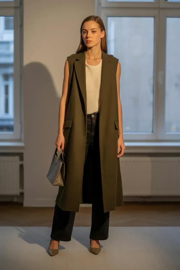 Olive Vest Layers