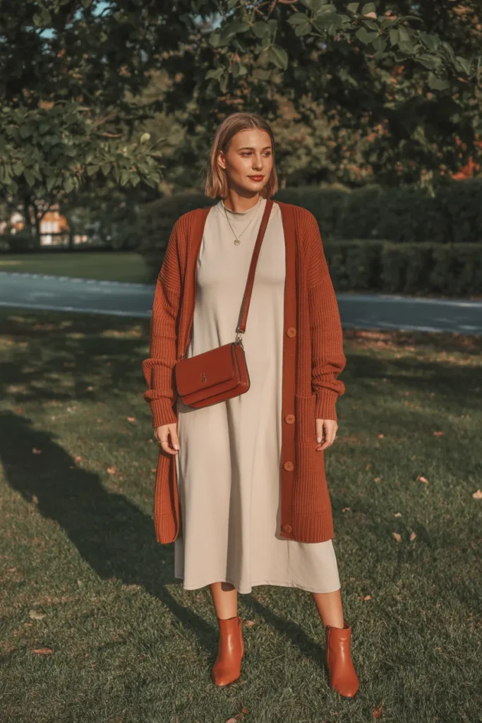 Rust Cardigan Midi