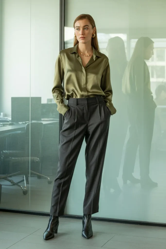 Satin Blouse Contrast