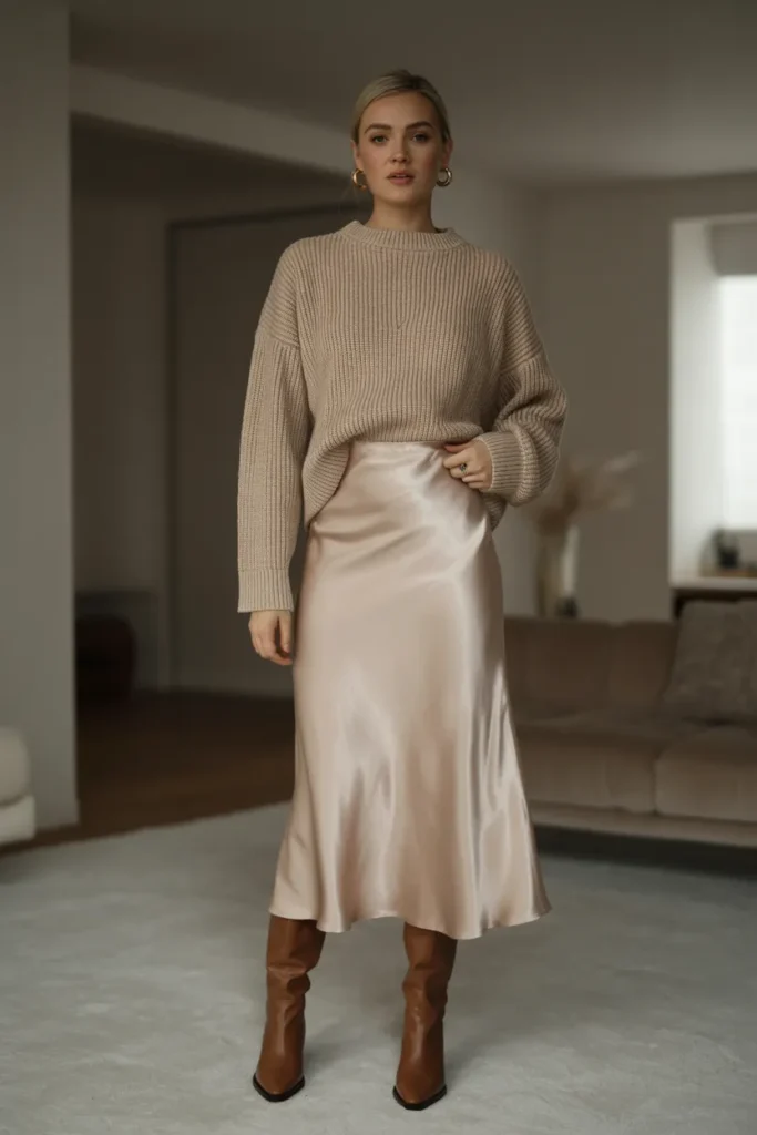 Satin Skirt Boots