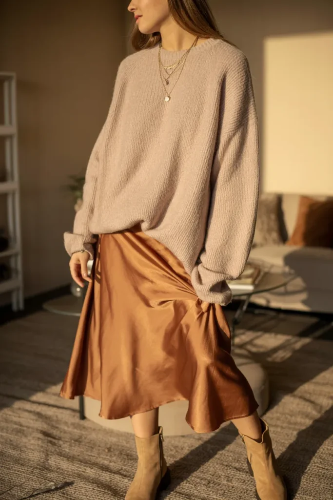 Satin Skirt Knit