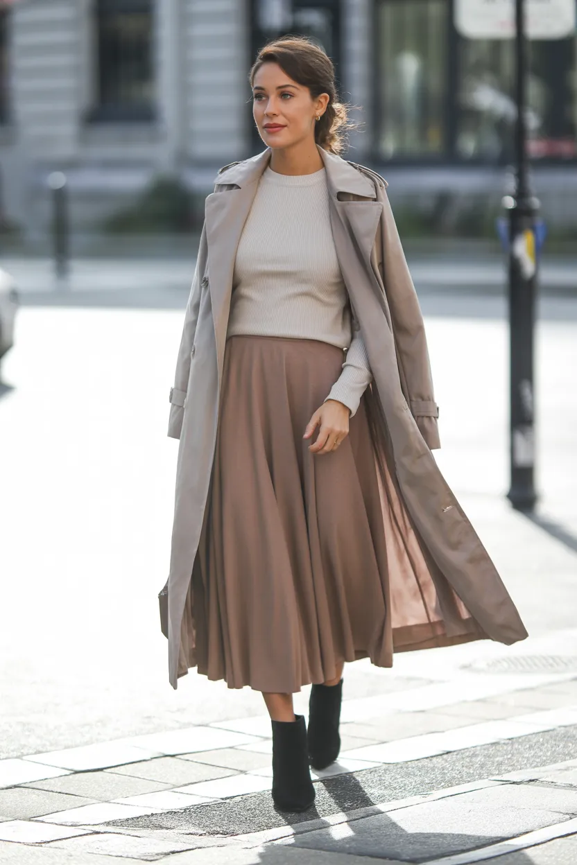 Trench and Midi Skirt