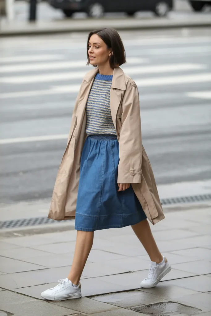 Trench and Sneakers
