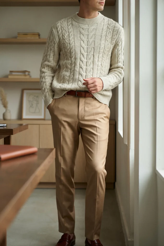 Cable-Knit Sweater and Trousers
