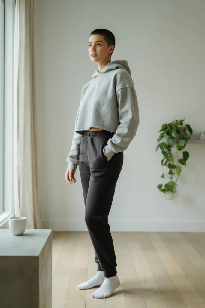 Cropped Hoodie with Buzzcut