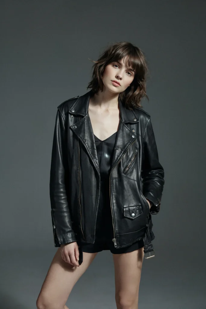 Leather Jacket and Cropped Shag