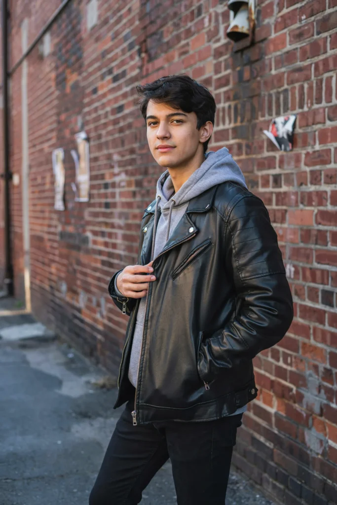 Leather Jacket and Hoodie