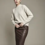 Leather Skirt with Cashmere
