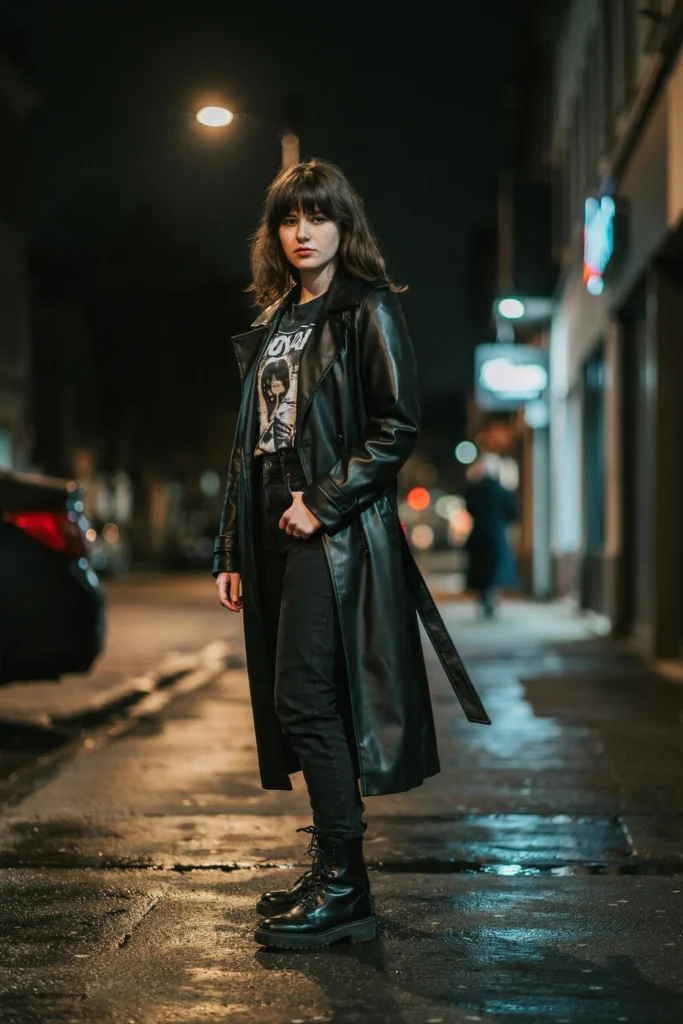 Leather Trench and Wolf Cut