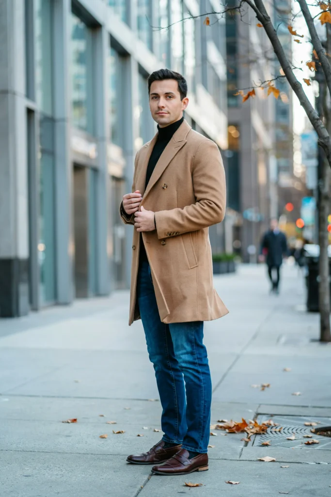 Long Coat and Straight Jeans