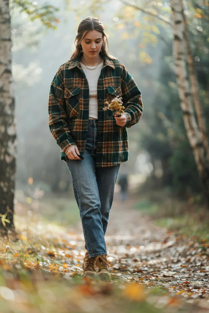 Plaid Shacket and Jeans
