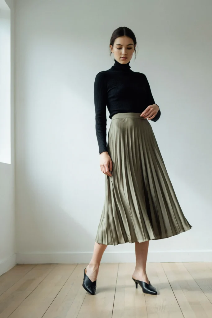 Pleated Skirt and Turtleneck
