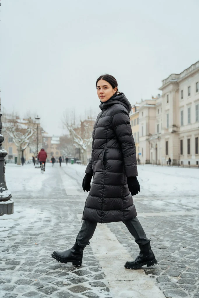 Puffer Coat and Boots