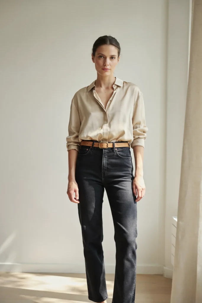 Silk Blouse and Denim