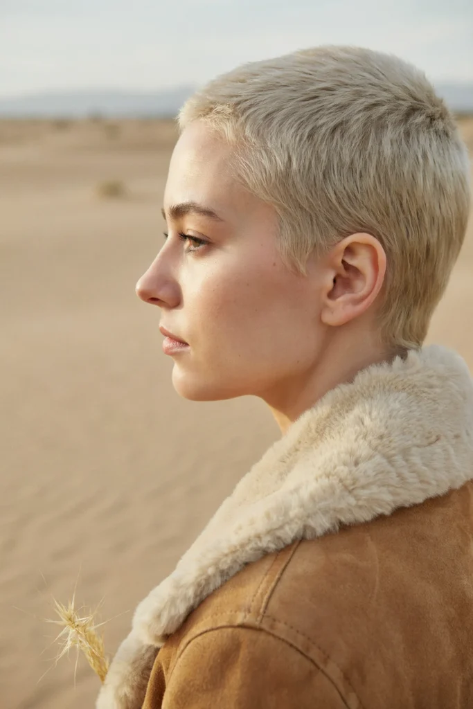 Suede Coat with Buzzcut