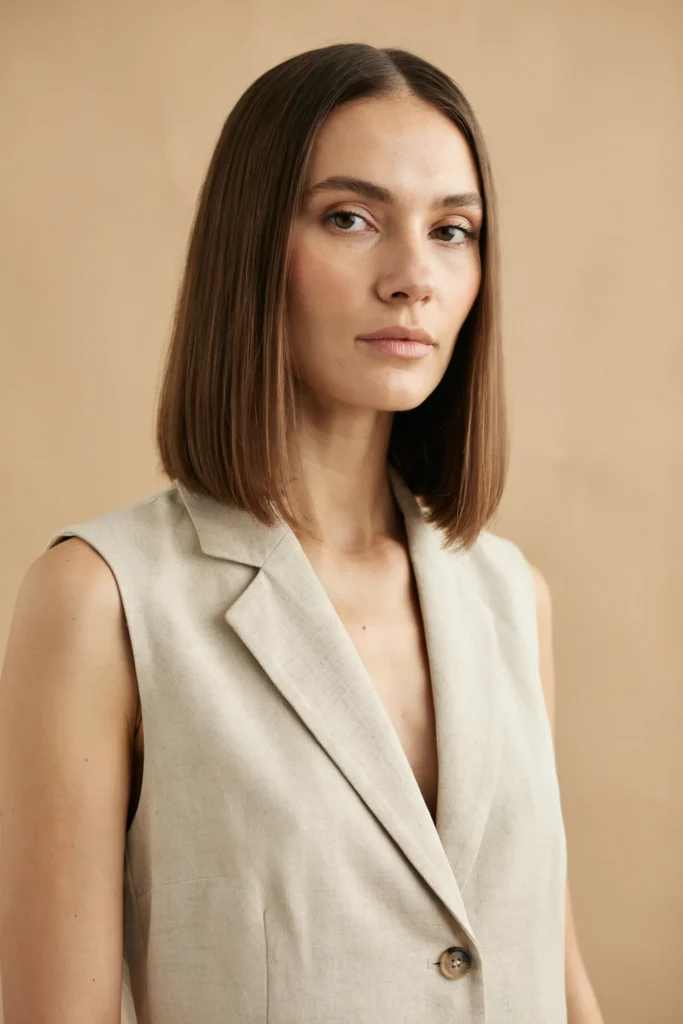 Tailored Vest and Long Bob