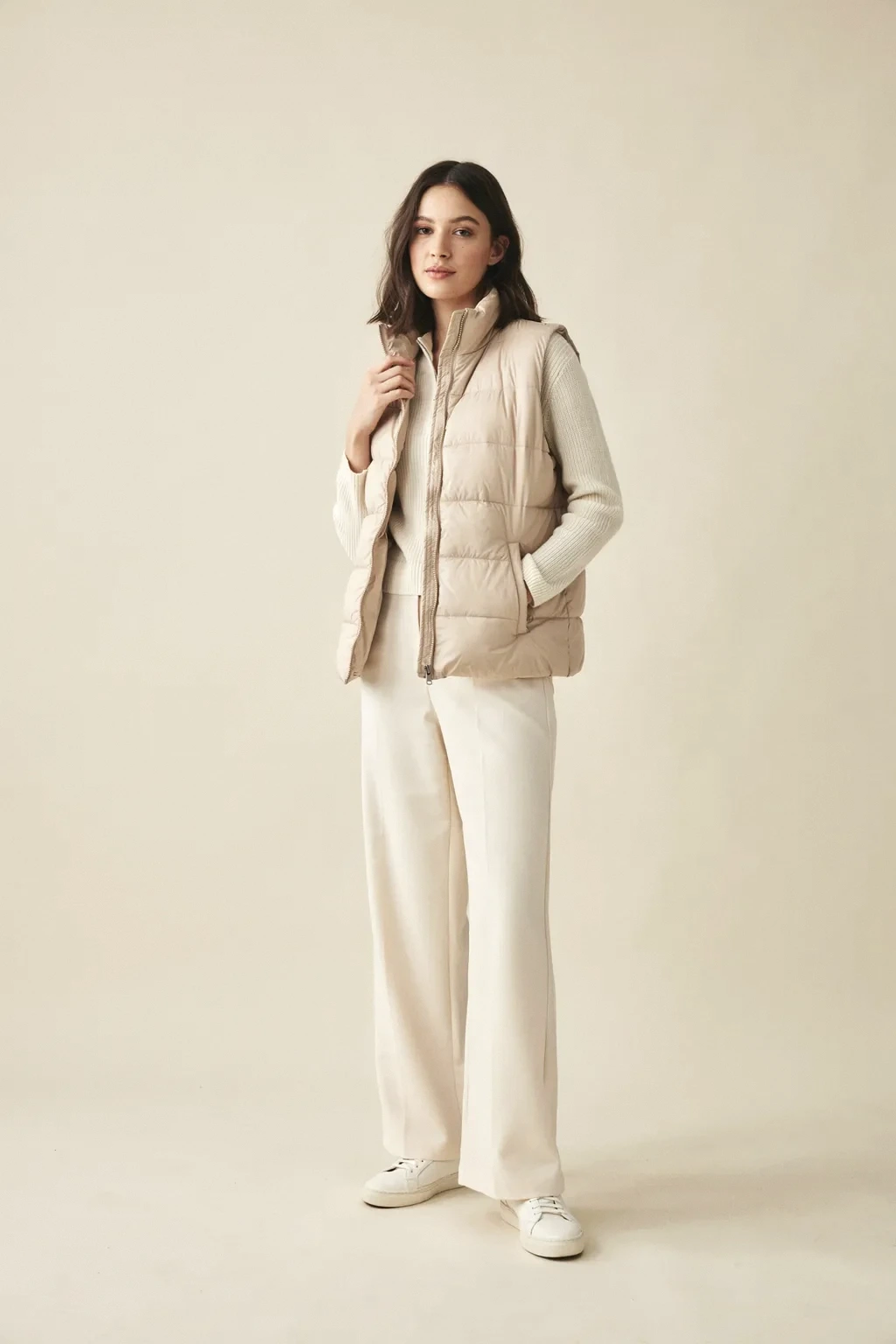 puffer vest and knit co-ord