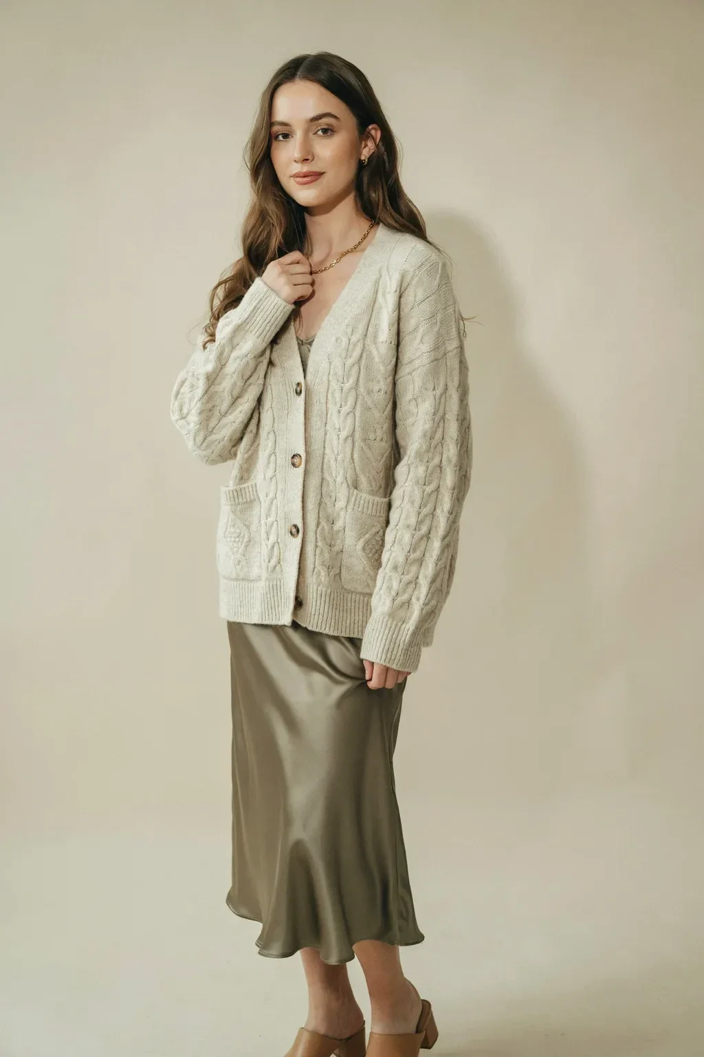 monochrome knit and trousers