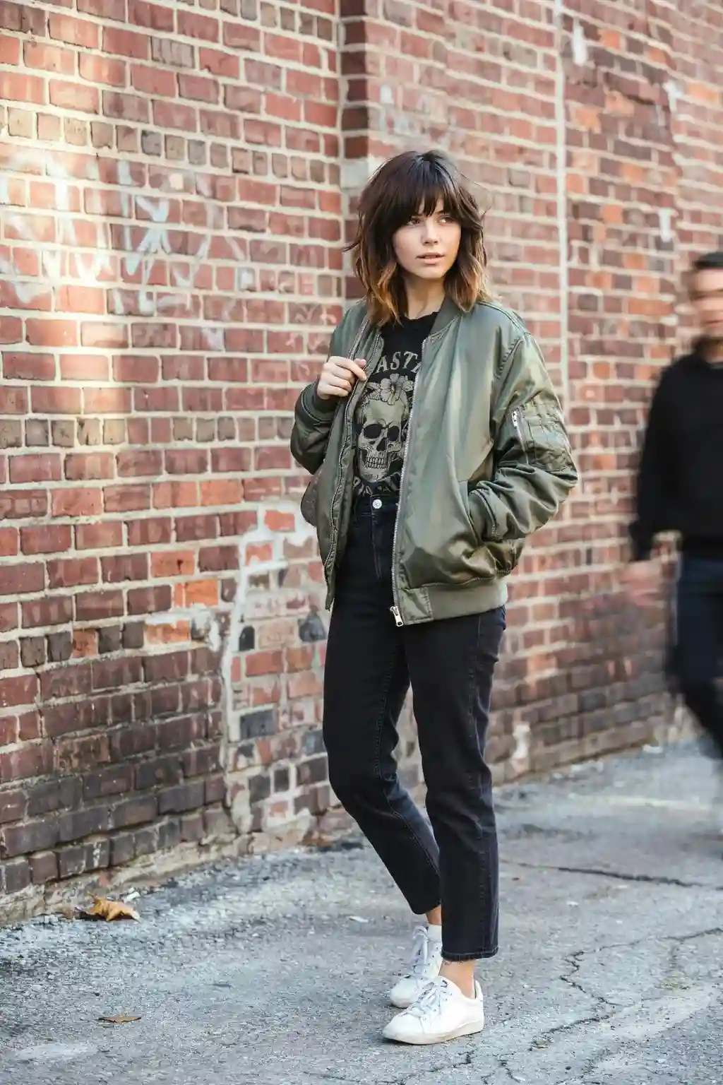 bomber jacket and shaggy bob