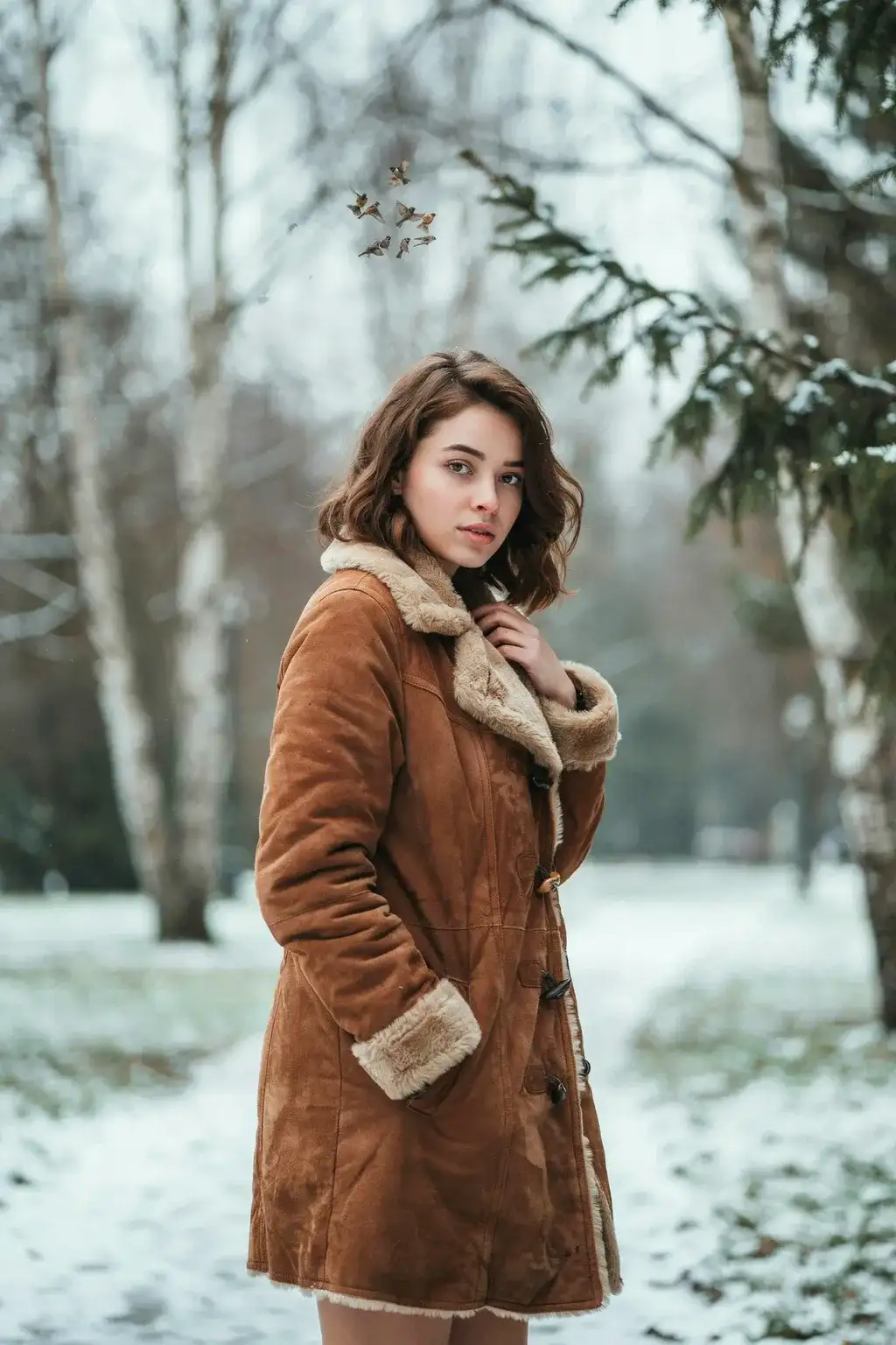 shearling coat and textured bob