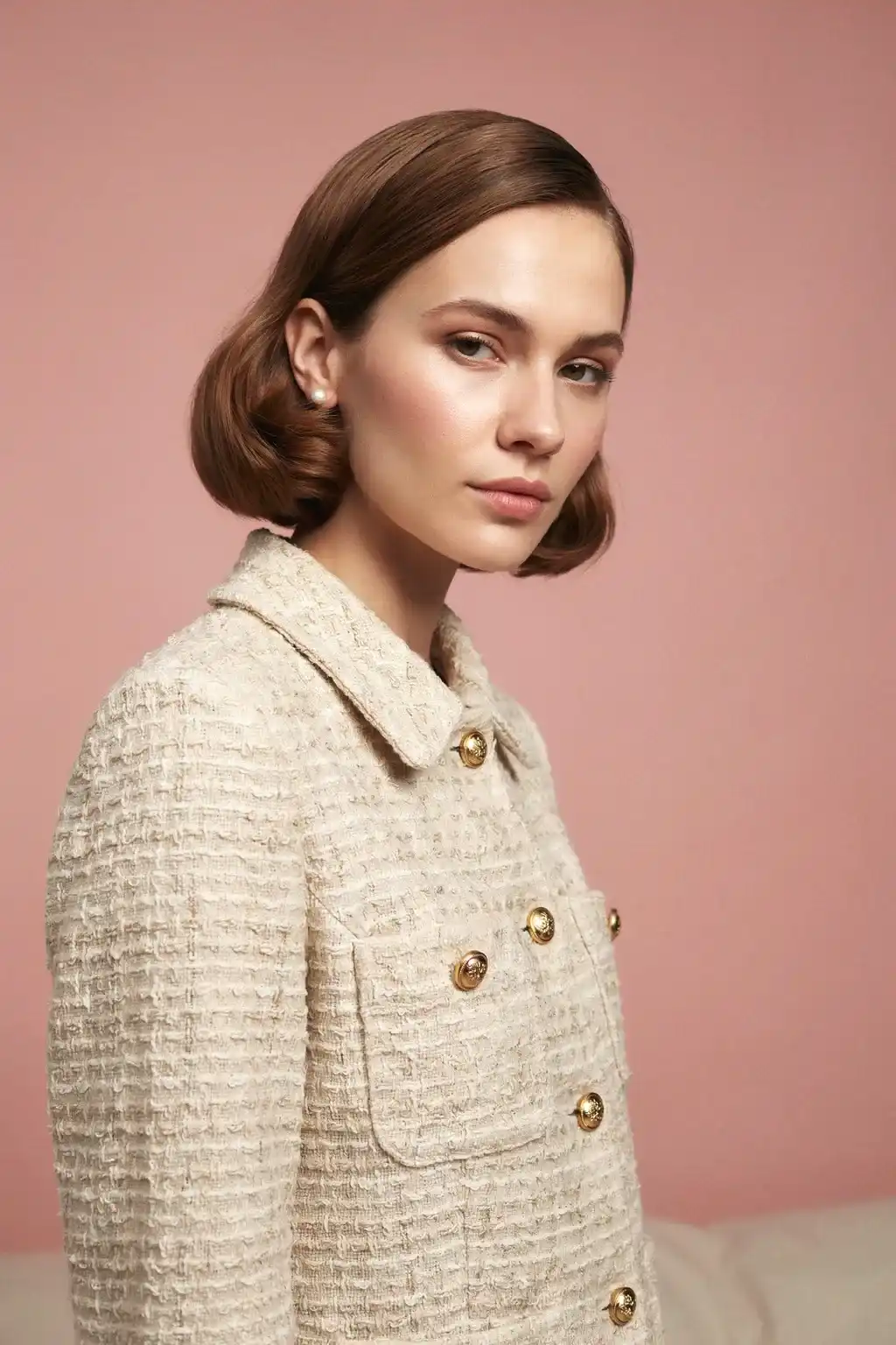 tweed jacket and vintage bob
