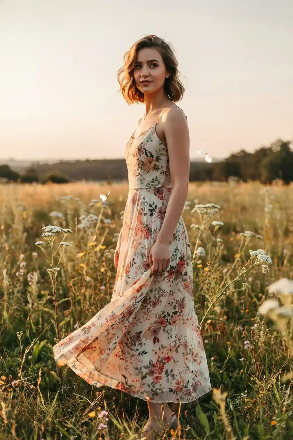 maxi dress and wavy bob