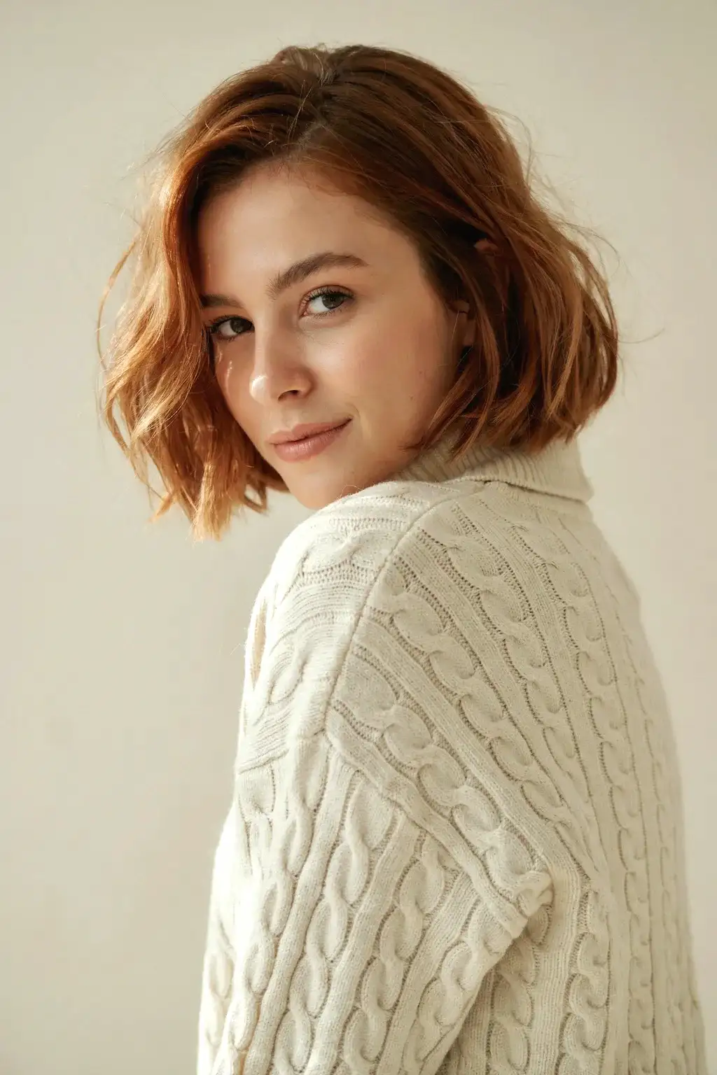 chunky knit and copper bob
