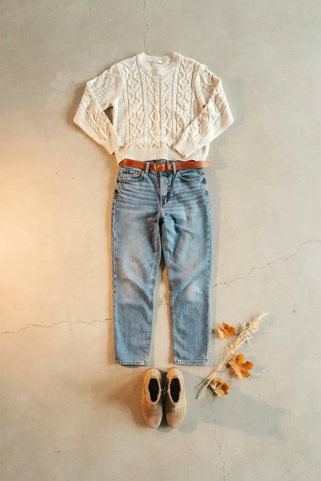 knit sweater and denim