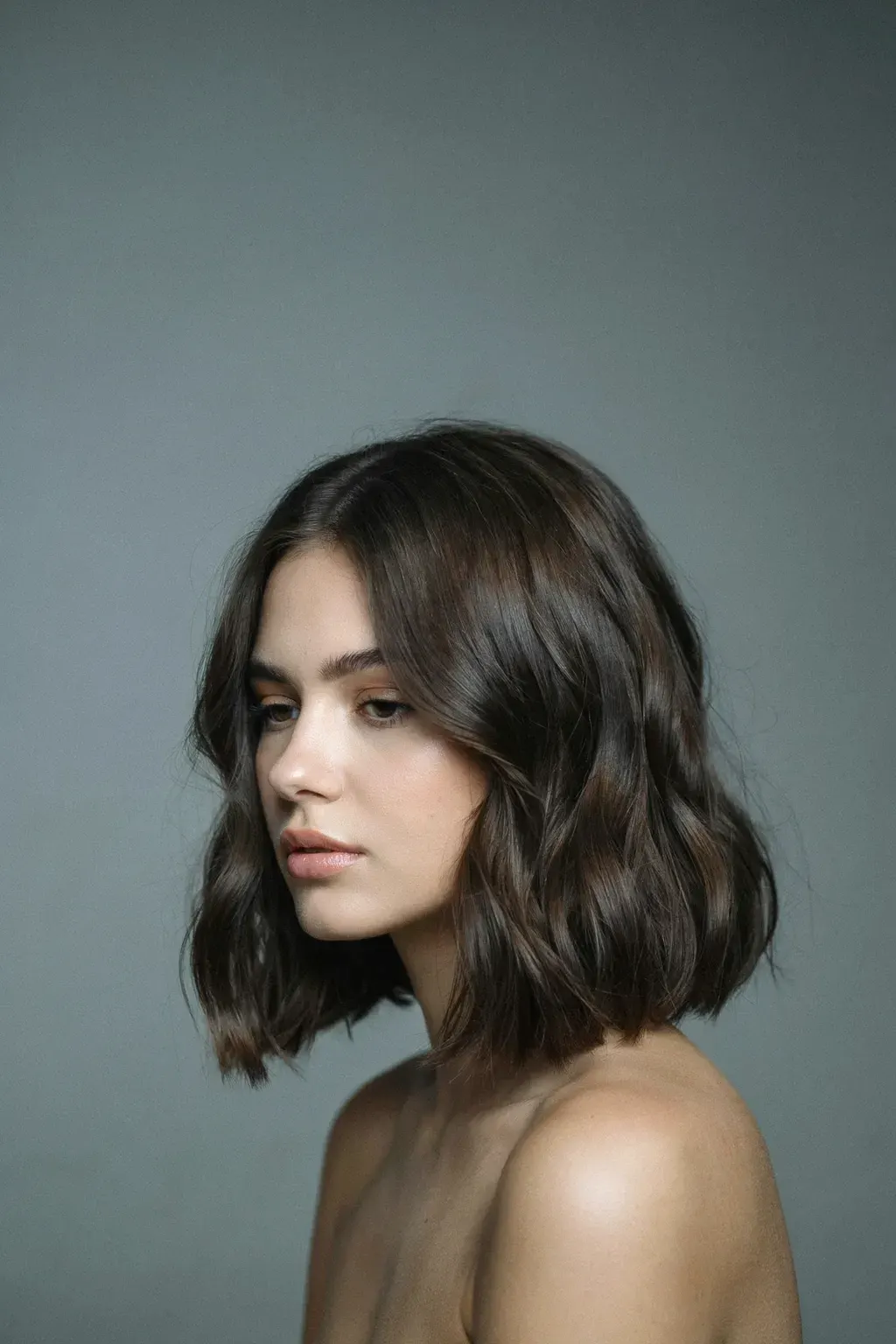 angled wavy long bob