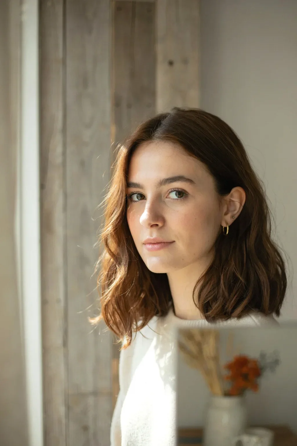 chestnut toned textured lob
