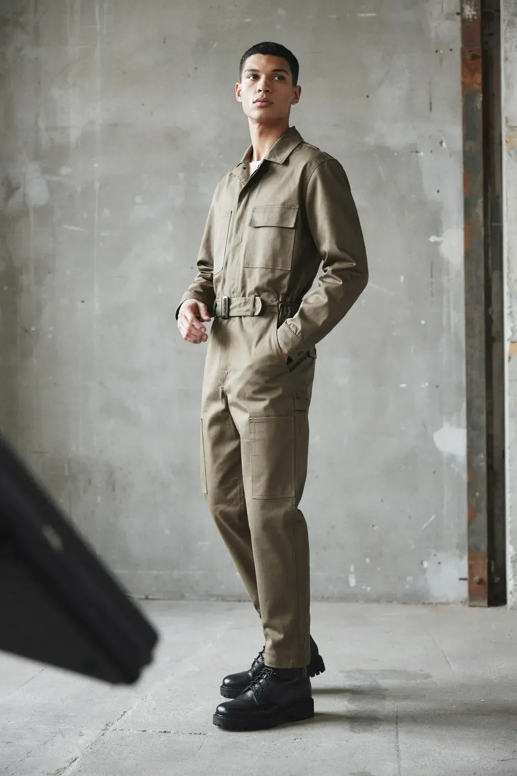 utility jumpsuit and edgy waves