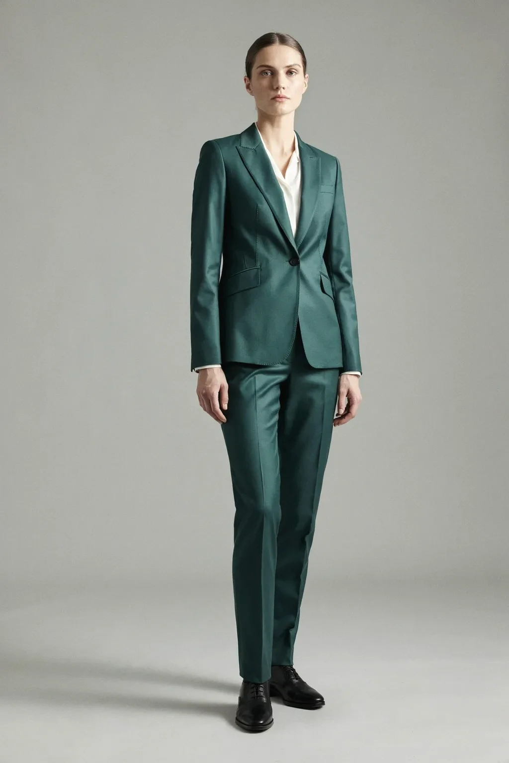 tailored suit with edgy pixie